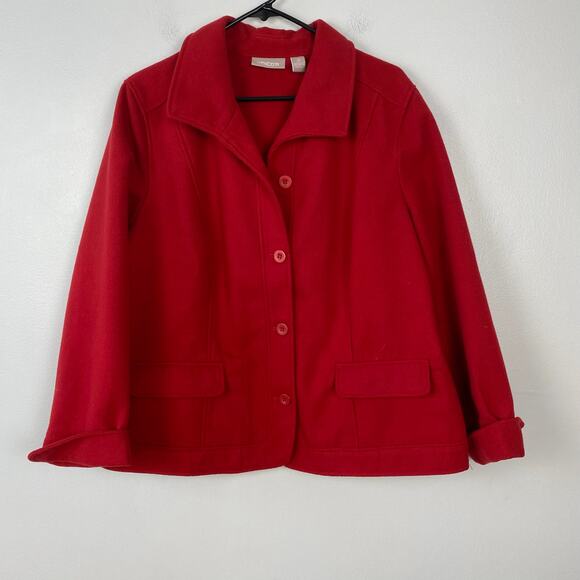 Chico's Red Short Peacoat Single-Breasted Button Down Overcoat Size 3‎ (XL / 16) - Picture 1 of 7